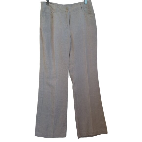 Eileen Fisher Linen Pants Natural Classic Flat Front Womens 4 - Picture 2 of 13